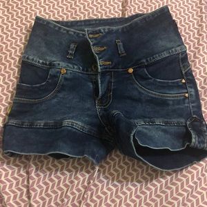 High waisted denim shorts
